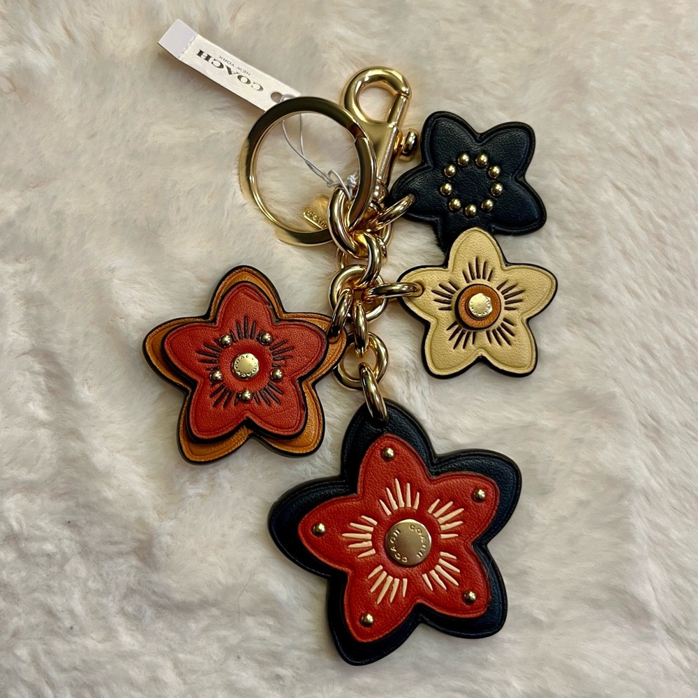 Coach Multicolor Leather Floral Keyring